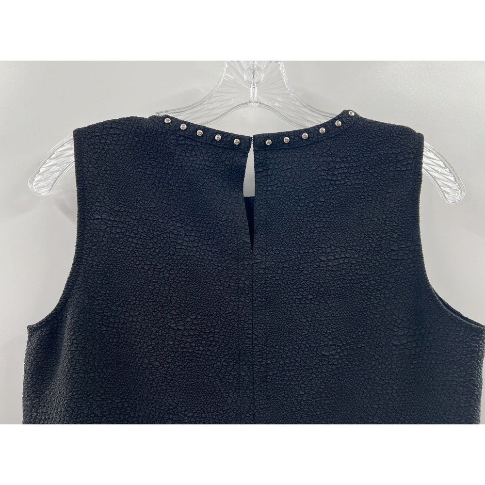 Karl Lagerfeld Sleeveless Studded Collar Textured Blouse Black Size Medium - Picture 8 of 9